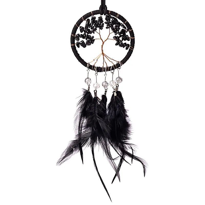 Traumfänger Lebensbaum schwarzer Jaspis 7x23cm