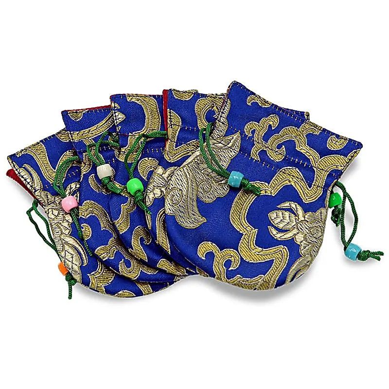 Brokattäschchen blau doppelter Dorje 10.5x7cm