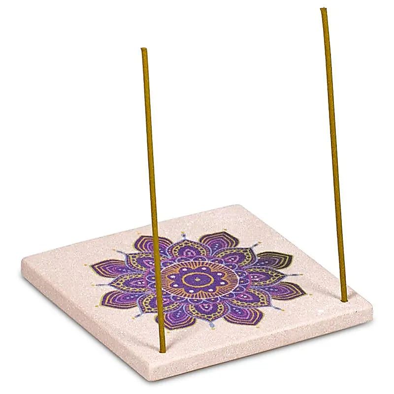 Weihrauchhalter Sandstein Mandala Blume -- 10x10 cm