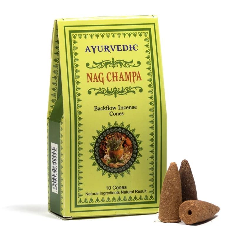 Ayurvedische Nag Champa Rückfluss Weihrauchkegel -- 30 g