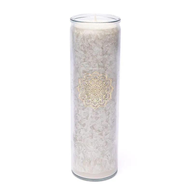 Kerze Stearin Mandala grau unparfümiert