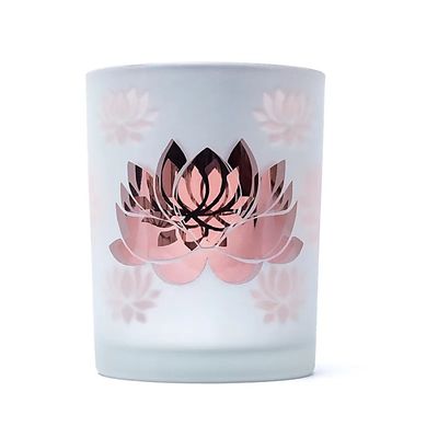 Kerzenhalter gefrostet/metallic Lotus 10 x 12.5 cm
