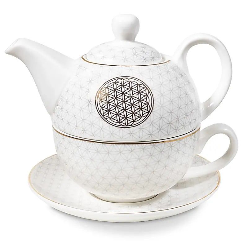 Tea for One Blume des Lebens aus Bone China Porzellan