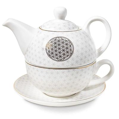 Tea for One Blume des Lebens aus Bone China Porzellan