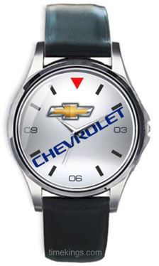 Chevrolet Logo Silver/Leather Watch