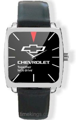 Chevrolet Logo Square Silver/Leather Watch