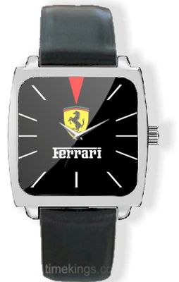 Ferrari Logo Square Silver/Leather Watch