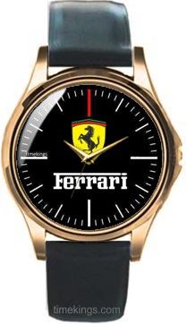 Ferrari Logo Gold/Leather Watch