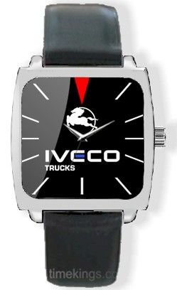 Iveco Trucks Logo Square Silver/Leather Watch