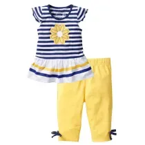 Toddler Girl&#39;s 2-piece Striped Floral Print T-Shirt and Leggings