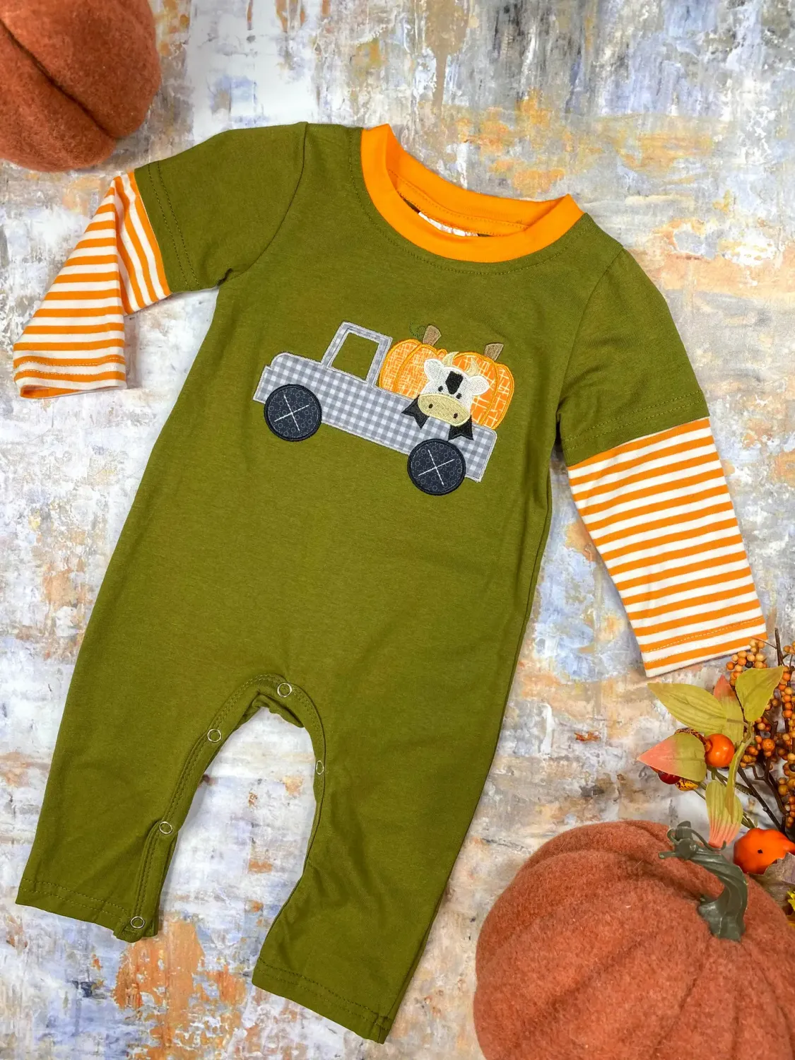 Haulin Pumpkins Baby Boy&#39;s Romper