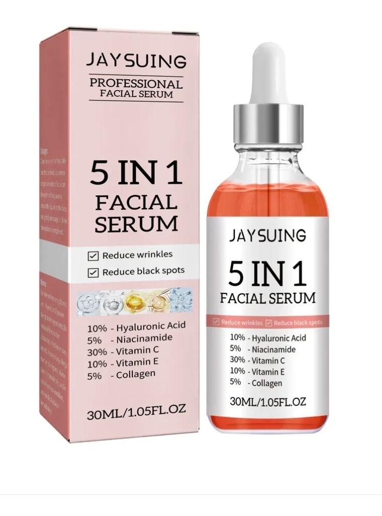 5 in 1 Anti Wrinkle Anti Aging Face Serum with 30% Vitamin C 5% Niacinamide 10% Hyaluronic Acid 10% Vit E 5% Collagen