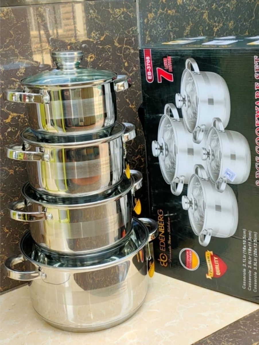 7 layer bottom 8 pcs Premium Heavy stainless steel quality Cookware (P691684)