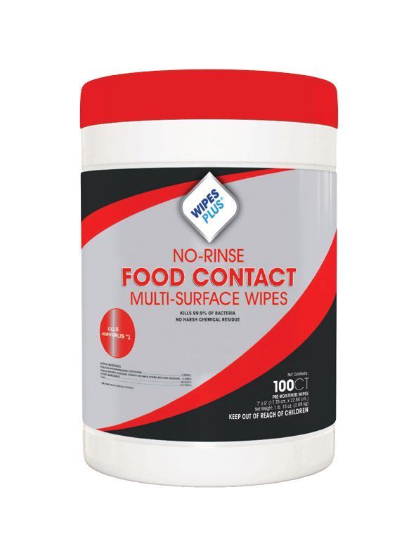 WipesPlus 7″ x 9″ 100 Count no-Rinse Food Contact Sanitizing Wipes