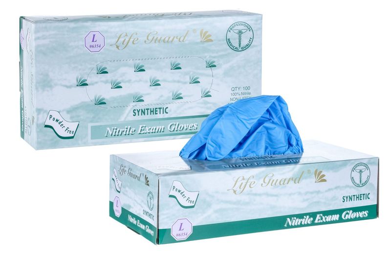 Nitrile Exam Gloves, 3.5 Mil,  Chemo grade,  Powder Free, Blue, Life guard 10 boxes of 100 count