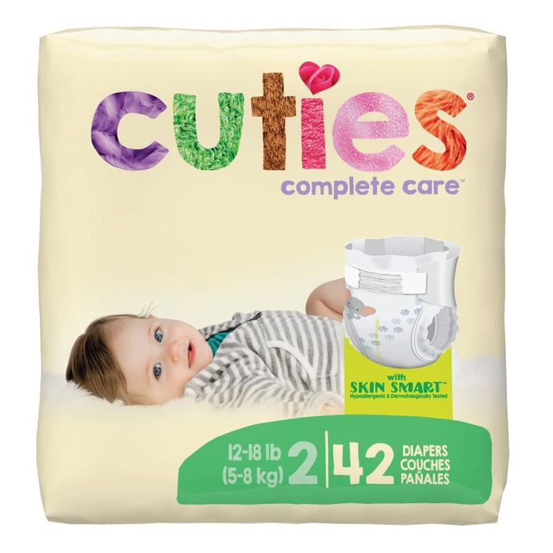 Cuties Complete Essentials Baby Diapers, Unisex Size 2 / 42 Count (12 to 18 lbs)  ( 4 bags of 42ct /  Case)