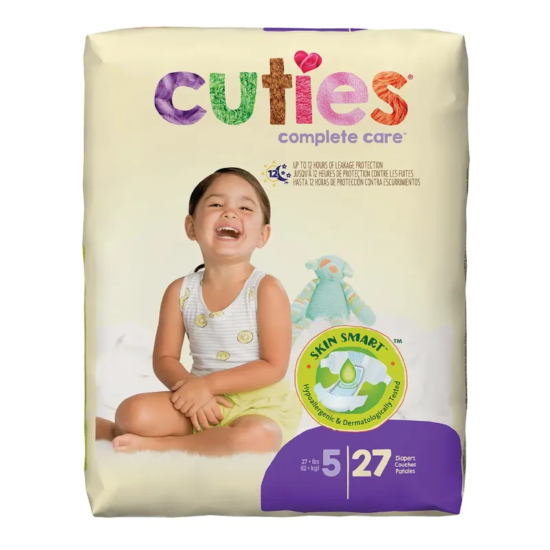 Cuties Complete Essentials Baby Diapers, Unisex Size 5 / 27 Count (27 + lbs)  ( 4 bags of 27ct /  Case)