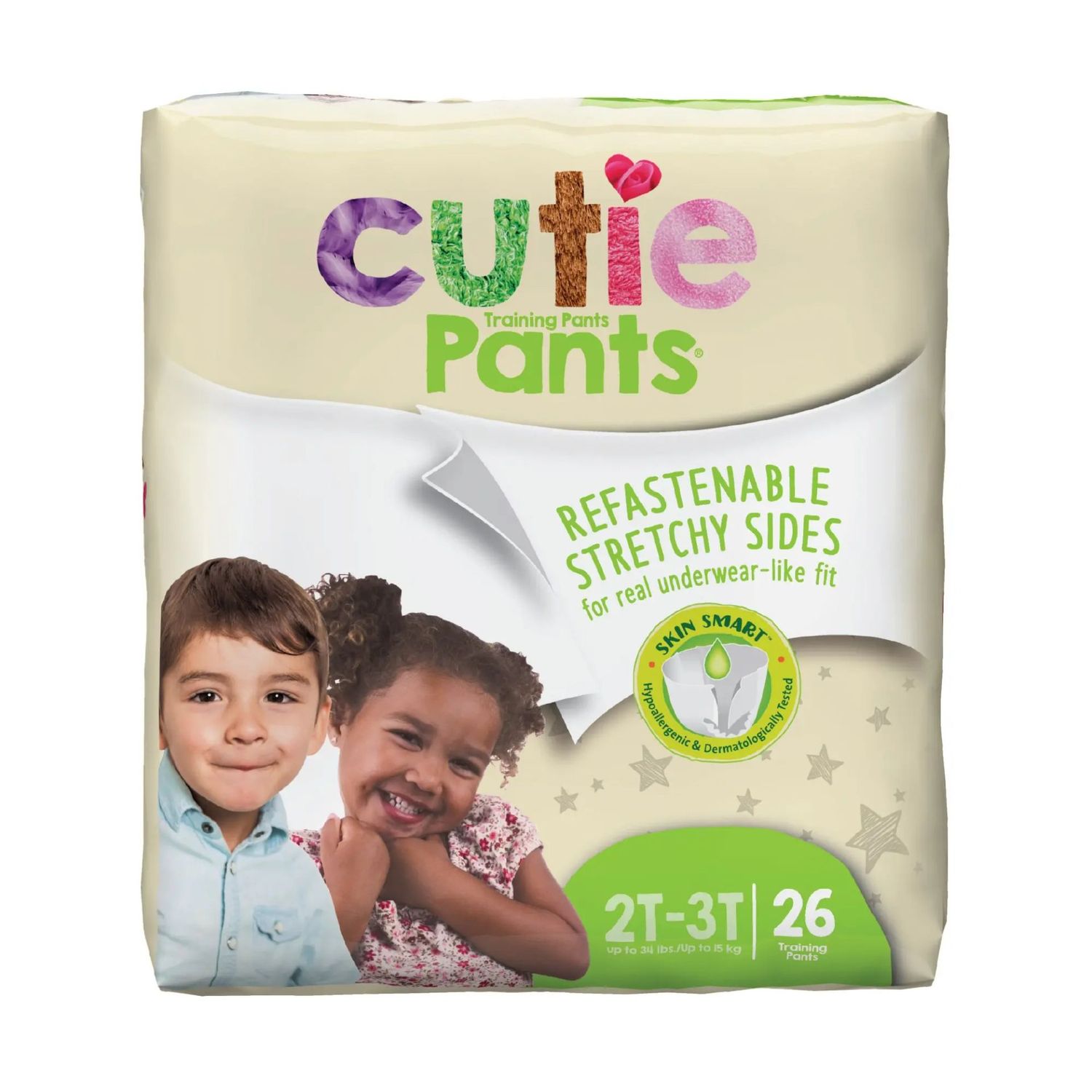 Cuties Training Pants, Unisex, Size 2T-3T / 26 Count (up to 34 lbs)  ( 4 bags of 26 ct /  Case)
