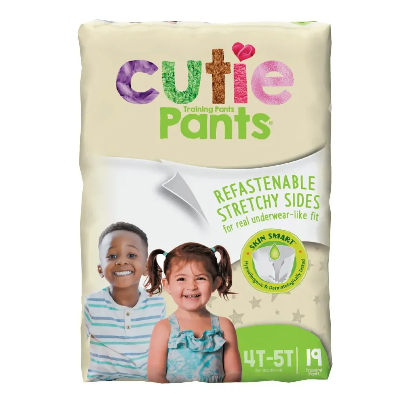 Cuties Training Pants, Unisex, Size 4T-5T / 19 Count (38 + lbs)  ( 4 bags of 19 ct /  Case)