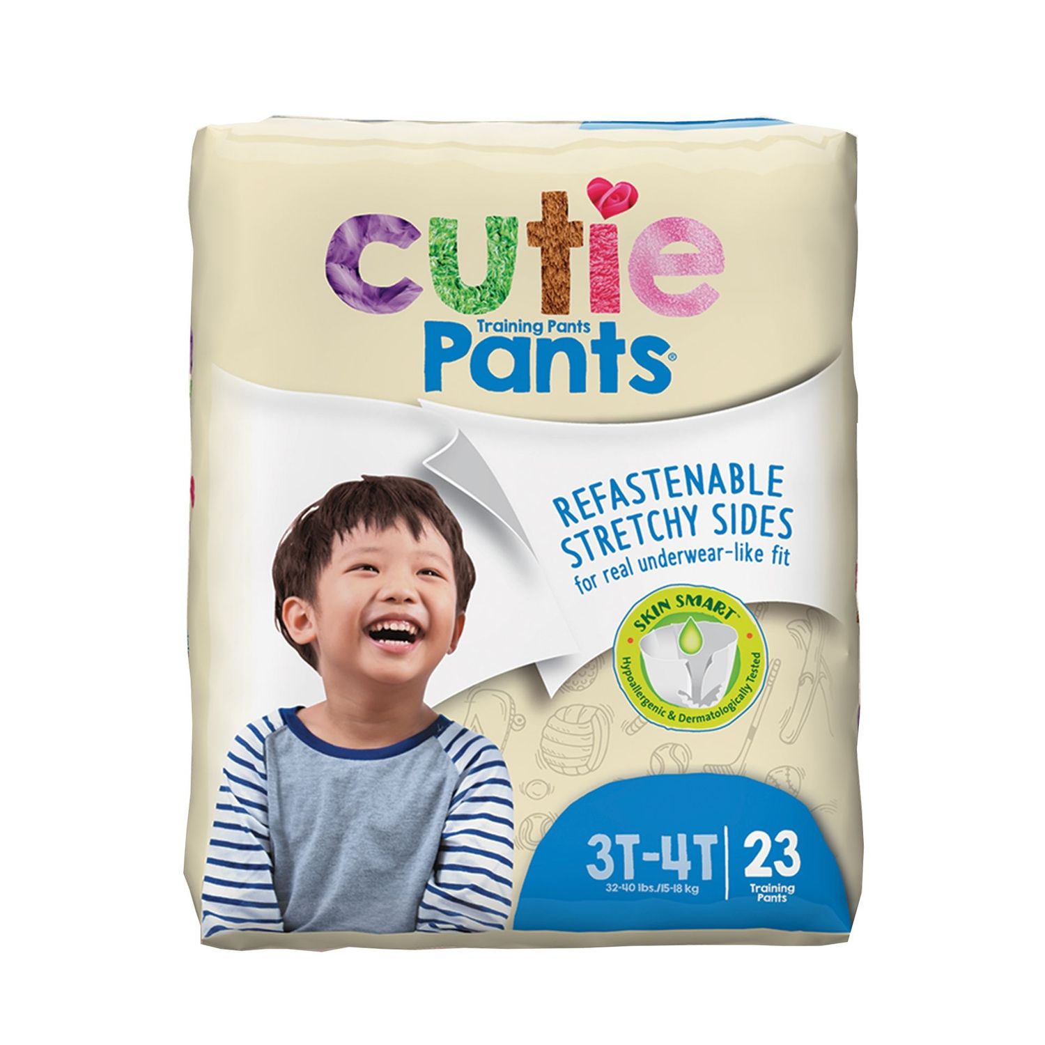Cuties Training Pants, Boys, Size 3T-4T / 23 Count (32 to 40 lbs)  ( 4 bags of 23 ct /  Case)
