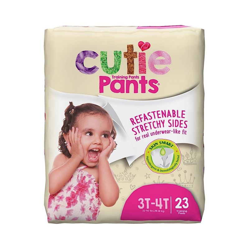 Cuties Training Pants, Girls, Size 3T-4T / 23 Count (32 to 40 lbs)  ( 4 bags of 23 ct /  Case)