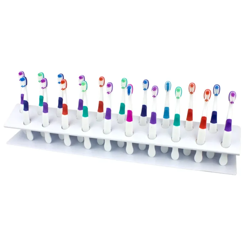 20 Count rack: 21” x 3 ¼ “ x 3 ¼ Includes 20 tooth brushes - NO COVERS