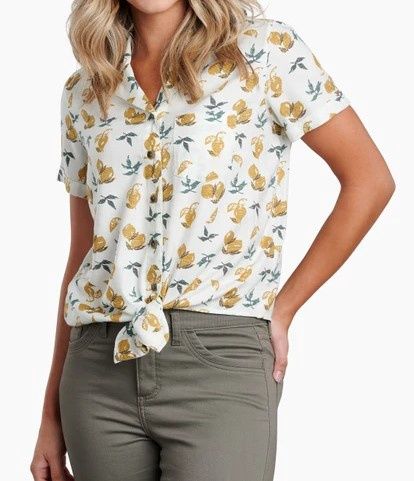 Women&#39;s Elsie SS Shirt, COLOR: IVORY LEMONS, SIZE: L
