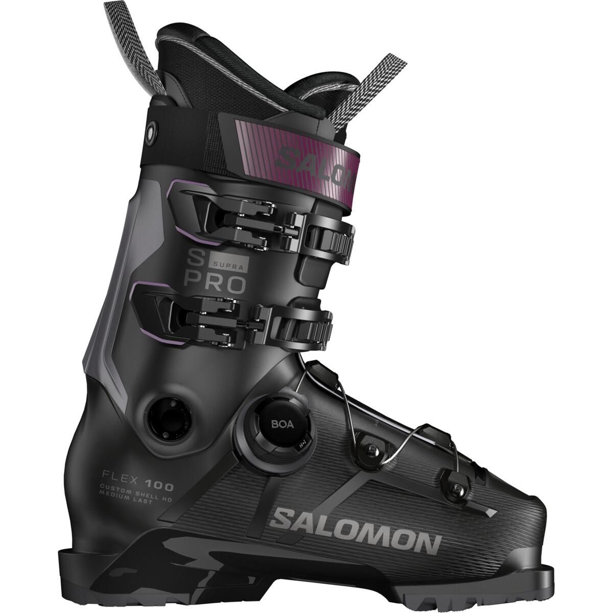 Salomon S/Pro Supra BOA 100 GW Boot, COLOR: Black / Dark Grey Met. / Burgundy Met., SIZE: 26/26.5