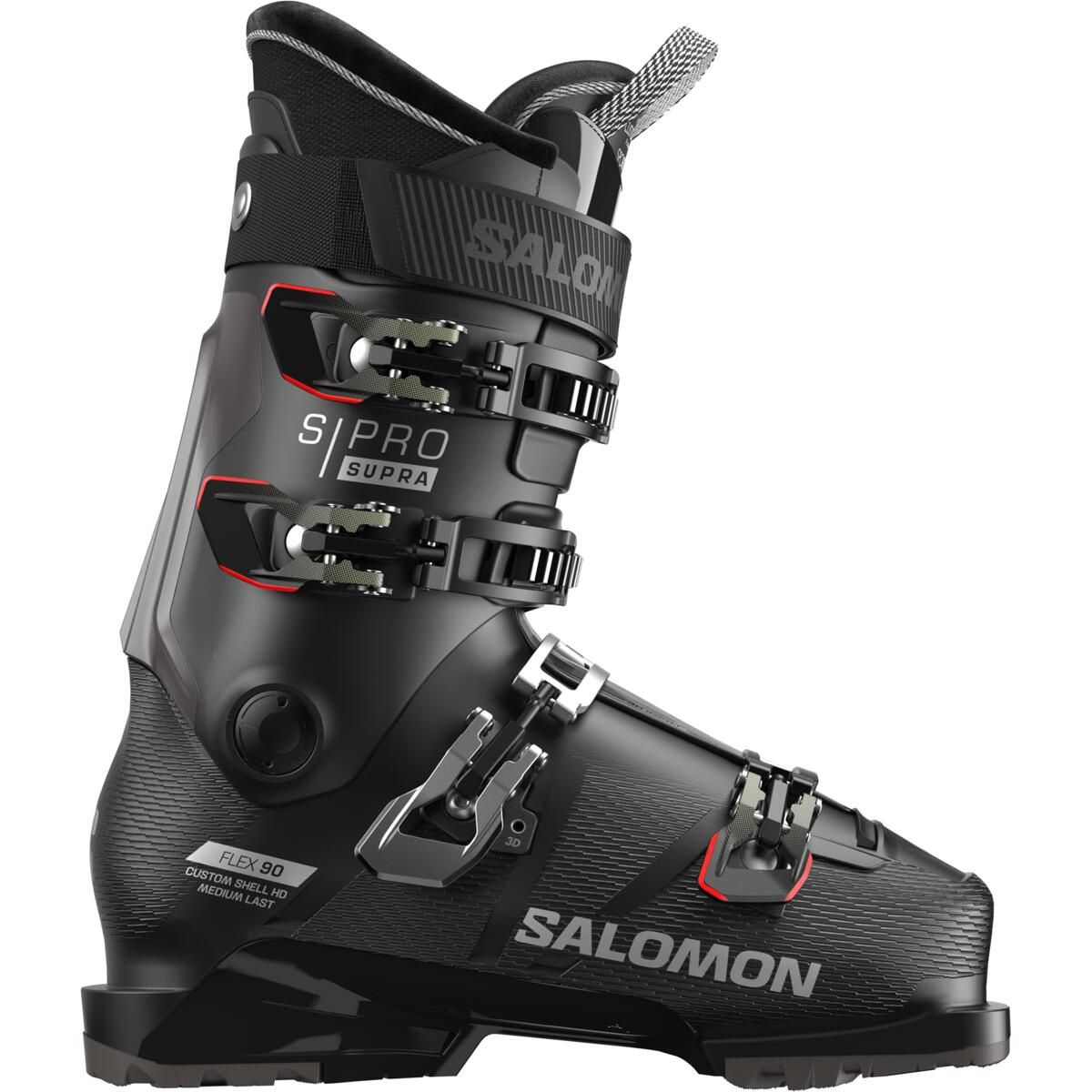 Salomon S/Pro Supra 90 GW Boot, COLOR: BLK/SLV MET/GRN, SIZE: 26/26.5
