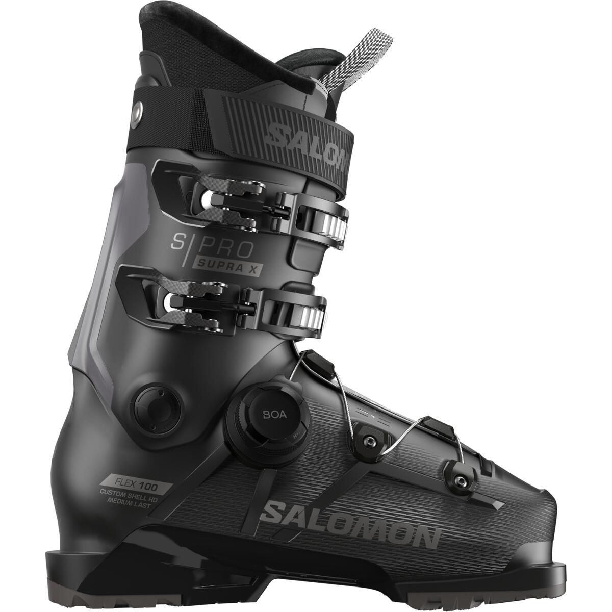 Salomon S/Pro Supra BOA 100 Boot, COLOR: BLK/DK GREY MET/ORG, SIZE: 26/26.5