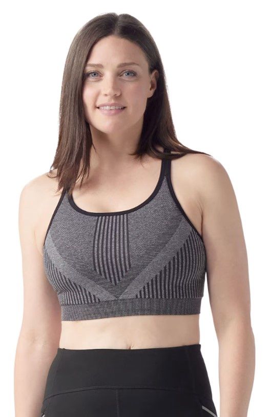Women&#39;s Intraknit Strappy Sports Bra, COLOR: BLACK HEATHER, SIZE: S