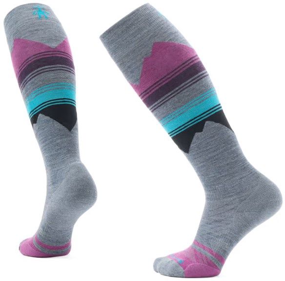 Smartwool Women&#39;s Ski Targeted Cushion Pattern Sock, COLOR: PEWTER BLUE, SIZE: L