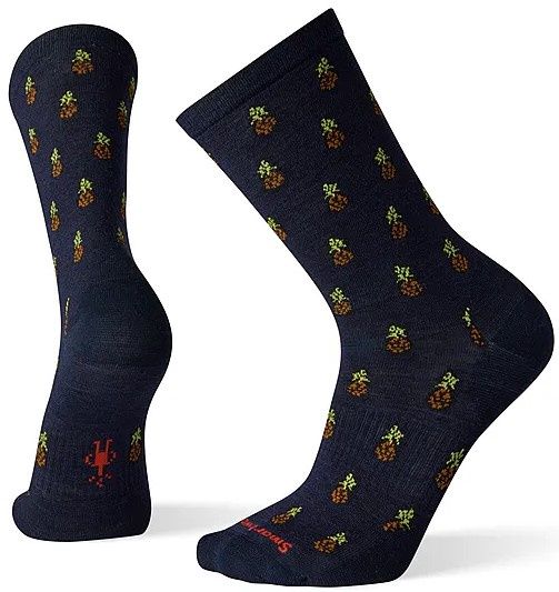 Smartwool Men&#39;s Pineapple Parade Crew Sock, COLOR: DEEP NAVY, SIZE: L
