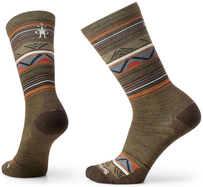 Smartwool Everyday Zig Zag Valley Crew Sock, COLOR: MILITARY OLIVE, SIZE: L