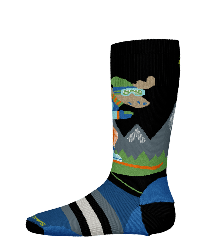 Smartwool Youth Wintersport Mountain Moose Sock, COLOR: BLACK, SIZE: L