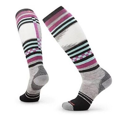 Smartwool Women&#39;s Snowboard Full Cushion Pattern Sock, COLOR: LIGHT GRAY, SIZE: L