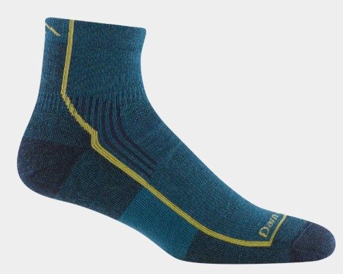 Darn Tough Men&#39;s Hiker 1/4 Micro Crew Sock, COLOR: DARK TEAL, SIZE: L