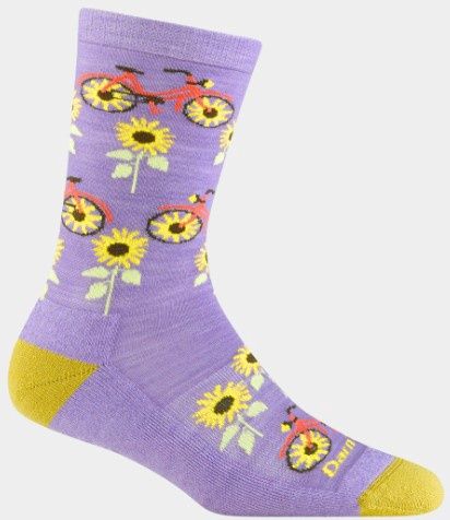 Darn Tough Women&#39;s Sun Pedal Lightweight Crew Sock, COLOR: LAVENDER, SIZE: M