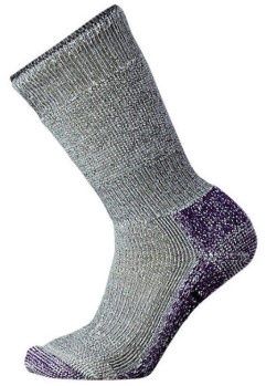 Smartwool Women&#39;s Mountaineering Extra Heavy Crew Sock, COLOR: MEDIUM GRAY/MTN PURPLE, SIZE: M