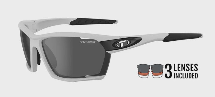 Tifosi Kilo, COLOR: WHT/BLK, Lens: SMOKE/AC RED/CLEAR