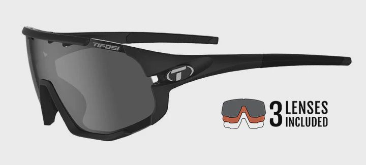 Tifosi Sledge, COLOR: MT BLACK, Lens: SMOKE/AC RED/CLEAR
