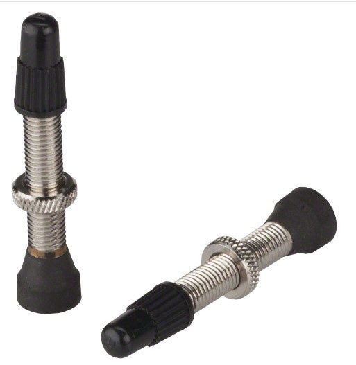 WHISKY No.7 Brass Tubeless Valves - Pair, 40mm, Silver