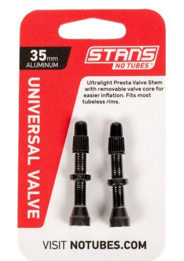 Stan&#39;s Alloy Valve Stems - 35mm, Pair, Black