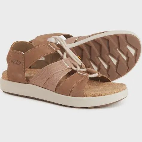 Keen Women&#39;s Elle Mixed Strap Sandal, COLOR: TOASTED COCONUT/BIRCH, SIZE: 9.5