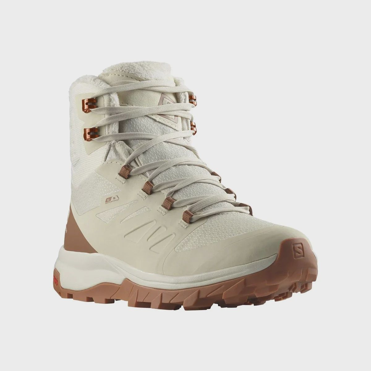 Salomon Women&#39;s Outblast TS CSWP Boot, COLOR: ALMOND MILK/RAWHIDE/GUM, SIZE: 10