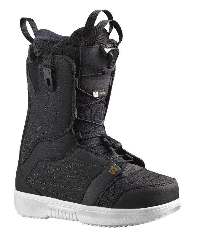 Salomon Women&#39;s Pearl Boot, COLOR: Black/White/Gold, SIZE: 24.5
