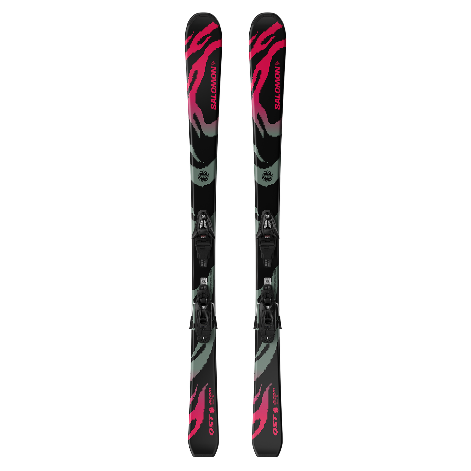 Salomon Youth QST Jr Black S + C5 GW Binding, Binding: C5 GW B75 Blk/Silver, SIZE: 100