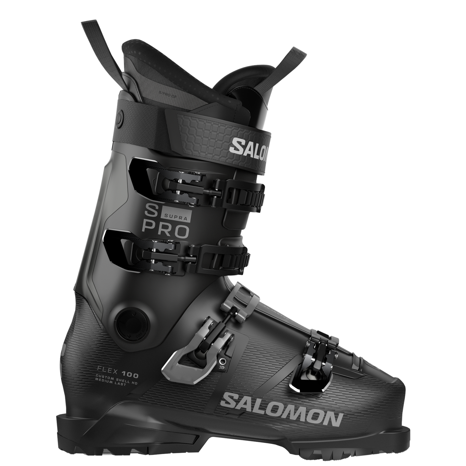 Salomon S/Pro Supra 100 GW Boot`, COLOR: Black / Dark Grey Met. / Beluga, SIZE: 26/26.5