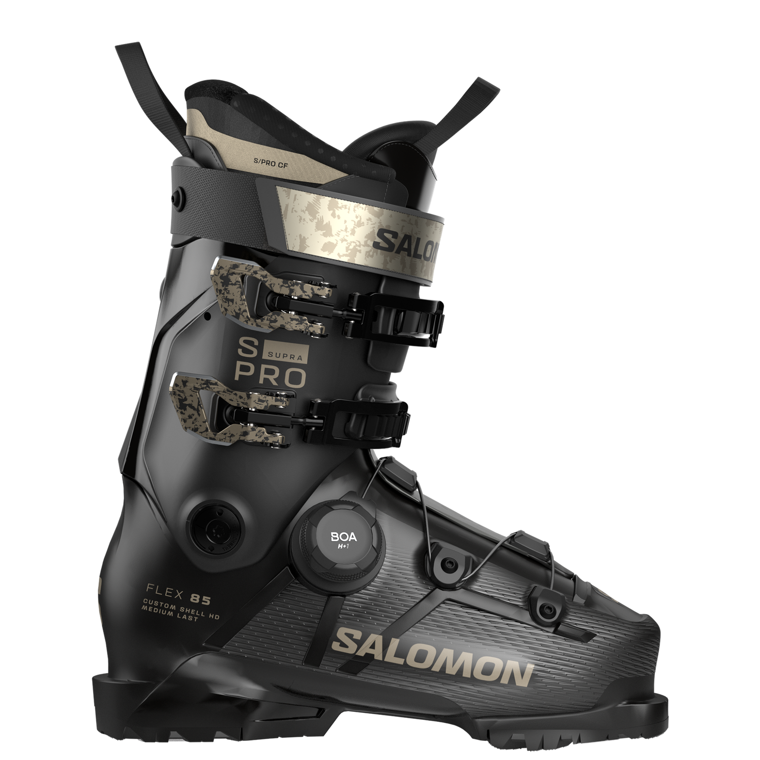 Salomon Women's S/Pro Supra S 85 BOA GW Boot, COLOR: Black / Beluga Met. / Light Bronze Met., SIZE: 23/23.5
