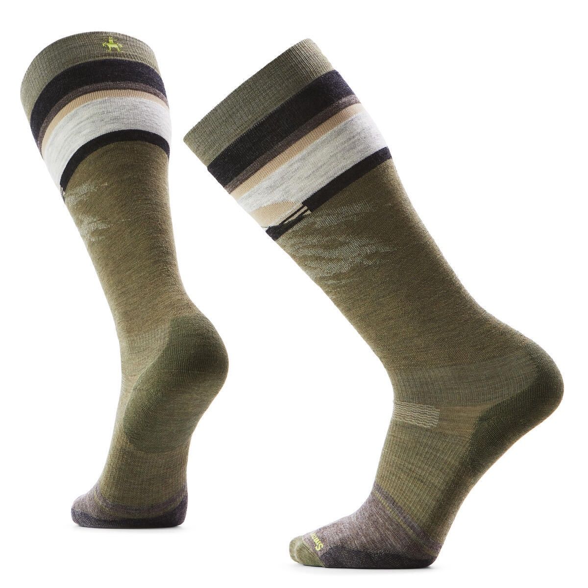 Smartwool Men's Snowboard Targeted Cushion Mountain Sunrise Sock, COLOR: Winter Moss, SIZE: L